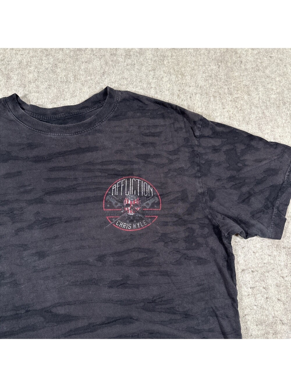 Affliction Chris Kyle Men's T-Shirt Large? Cotton Graphic Skull Gray Black